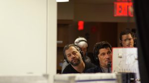 Producer Judd Apatow and Director Michael Showalter on the set of THE BIG SICK. Photo by Nicole Rivelli.